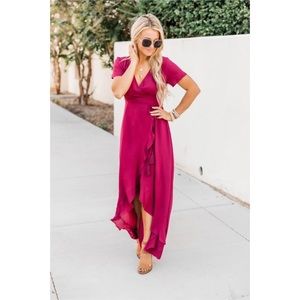 LIGHT BLUE A Magnificent Night Pink Lily Medium Maxi Dress